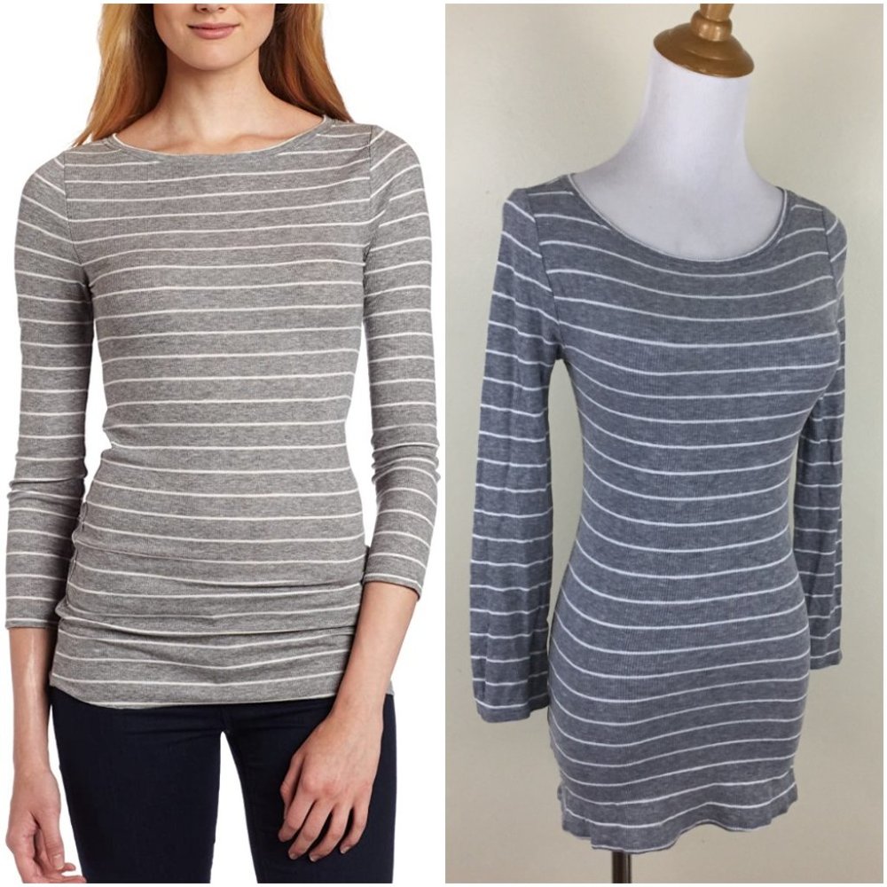 BCBGMAXAZRIA Striped YVETTE 3/4 Sleeve Tunic Shirt